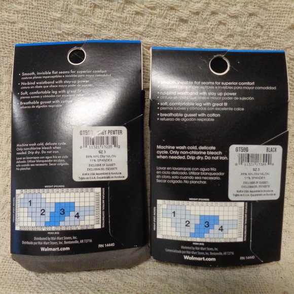 2 pair!  George pattern control top tights:  Grey Pewter and Black  Size 3  NWT - Picture 2 of 3